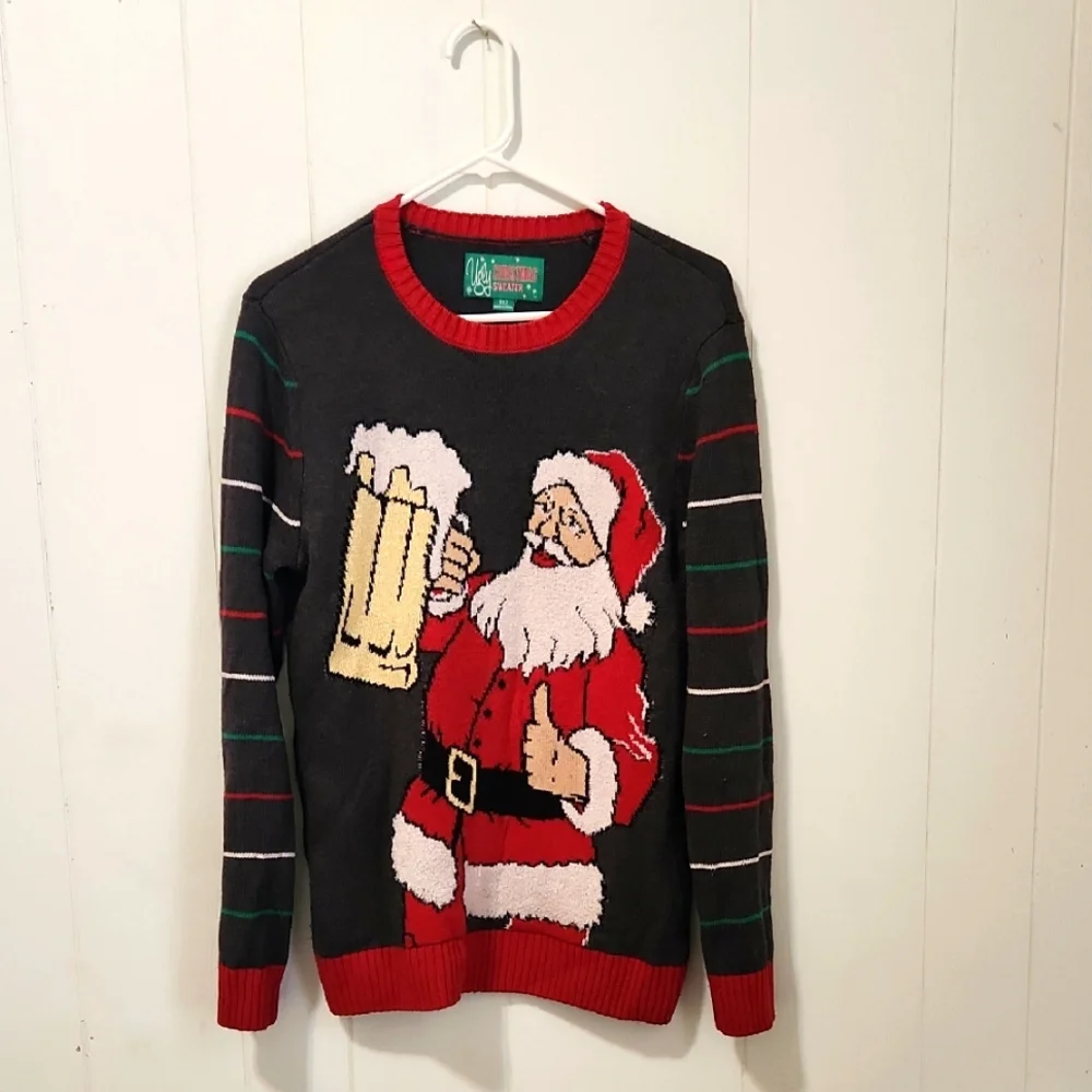 NWOT Festive Ugly Santa Sweater - Black and Red